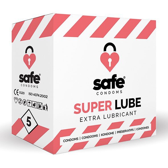 Prezerwatywy nawilżane Safe Condoms Super Lube Extra Lubricant 5 sztuk
