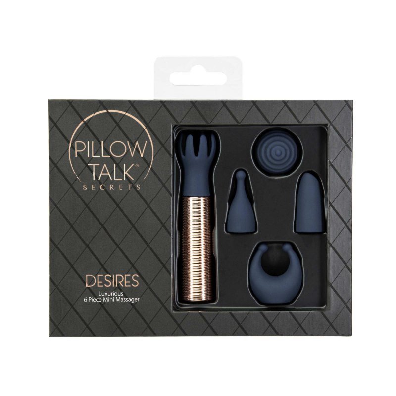 Pillow Talk - Secrets choices 6 piece mini massager set navy blue/rose gold