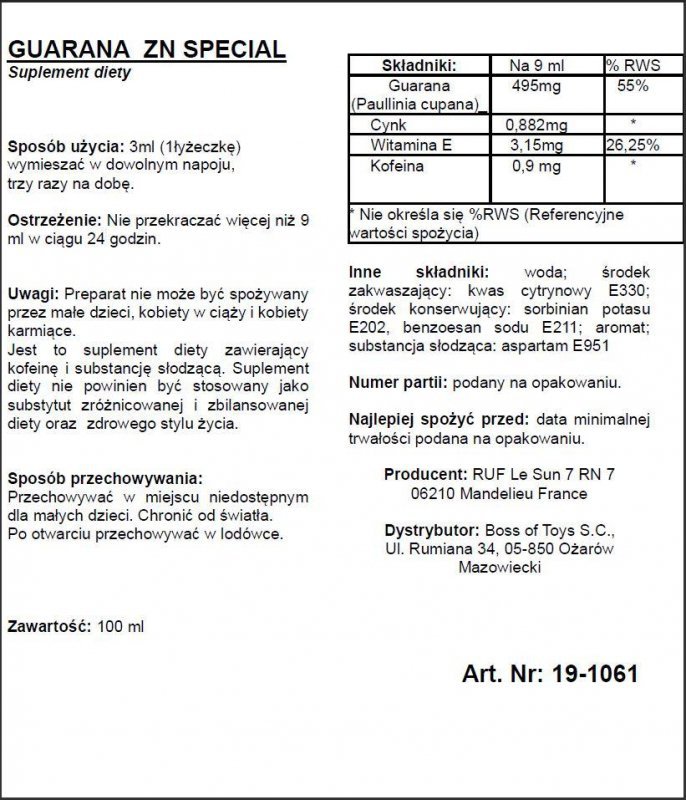 Krople pobudzające Guarana ZN 100 ml