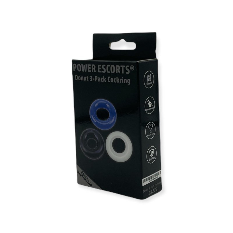 Ring donut cockring 3 pack colors blue/clear/black
