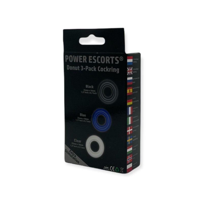 Ring donut cockring 3 pack colors blue/clear/black