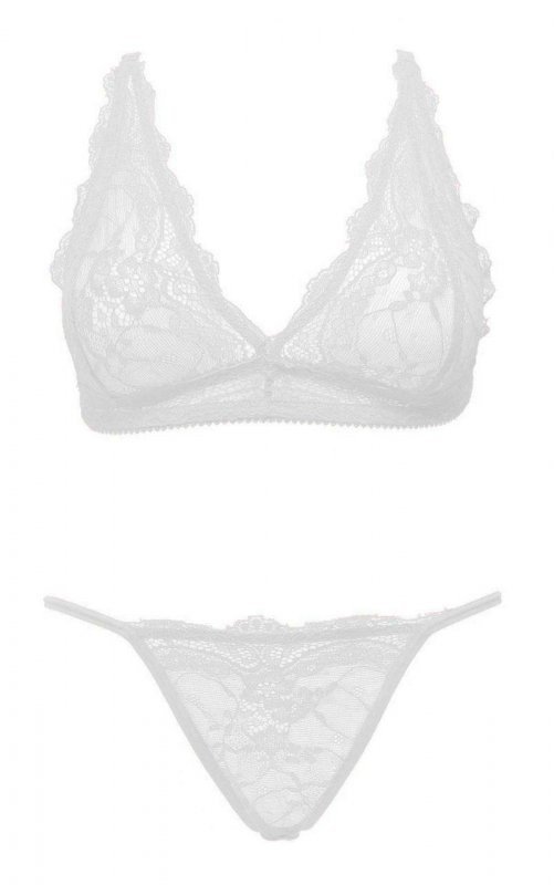 Komplet erotyczne stringi + biustonosz L/XL biały