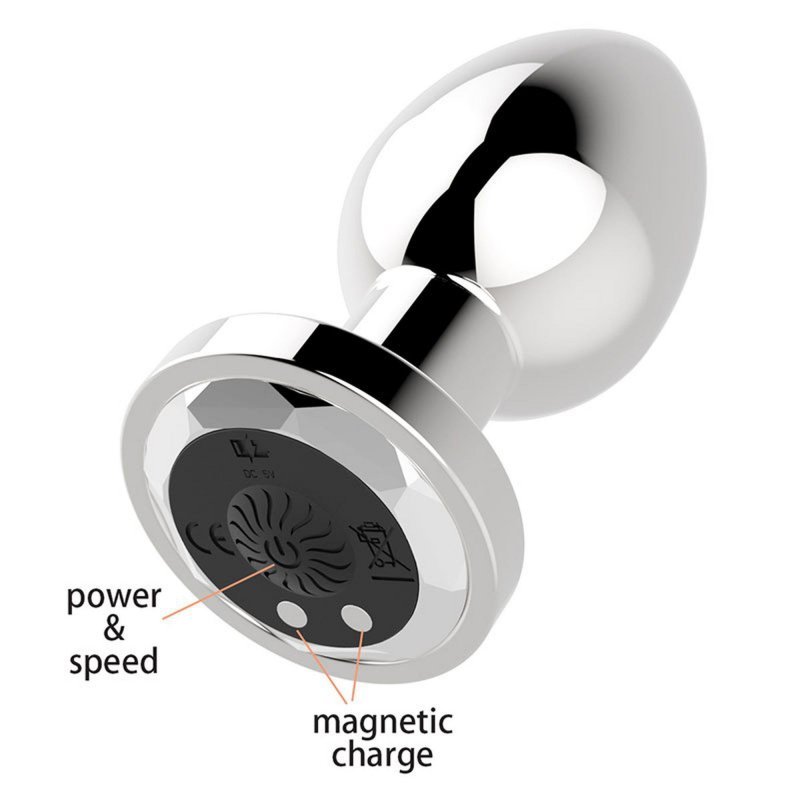 Stymulator rechargeable butt plug vibrator usb 10 functions - silver