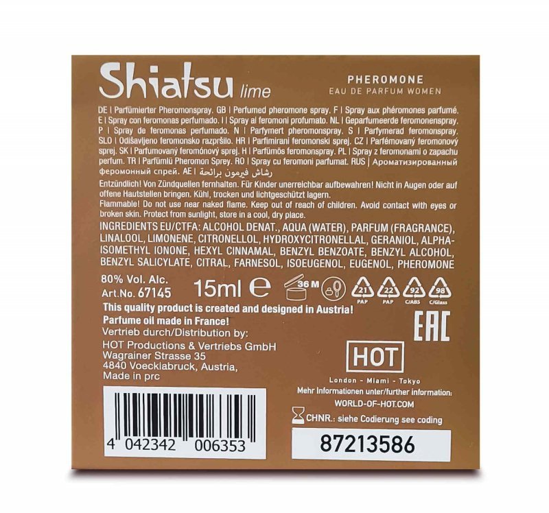 Perfumy z feromonami dla kobiet Shiatsu Pheromon Fragrance woman lime 15 ml
