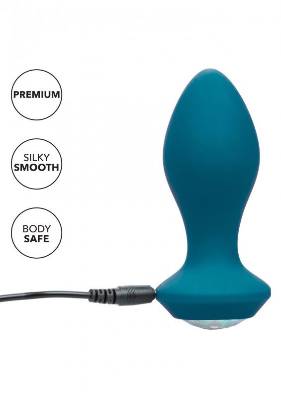 Elegancki wibrujący korek analny z kryształem plug niebieski