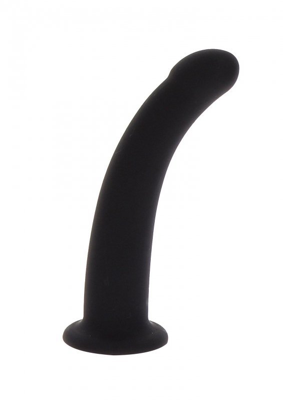 Dildo do strapon zakrzywiony gładki penis czarny rozmiar M