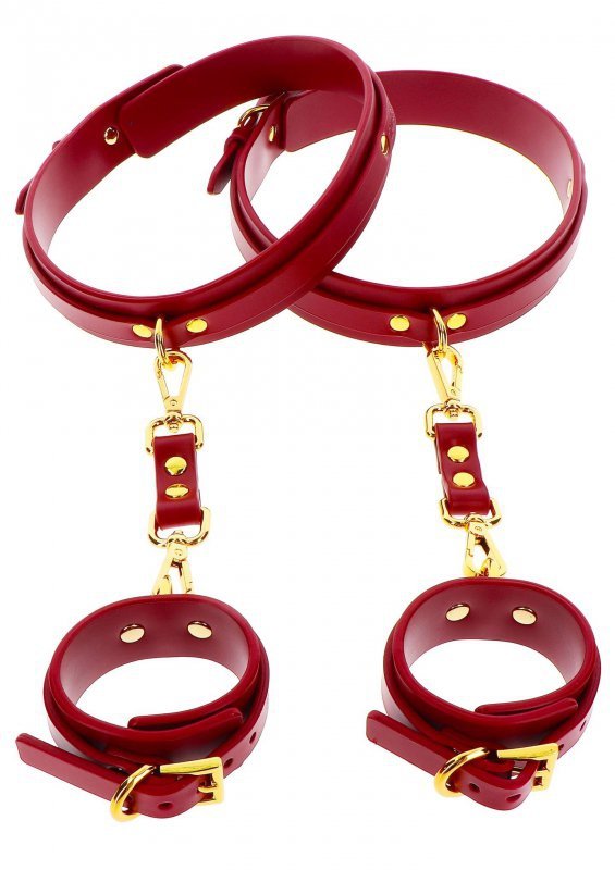 Wrist to thigh cuff set red