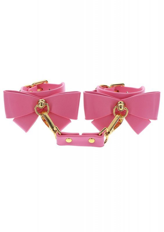 Różowe kajdanki erotyczne kokardki Wrist Cuffs Set