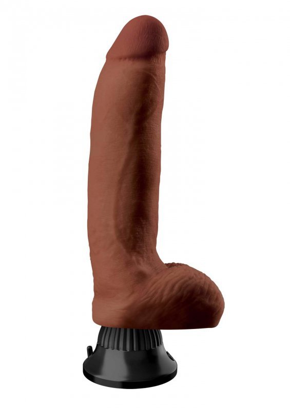 Realistyczny wibrator na przyssawce brązowy 20 cm