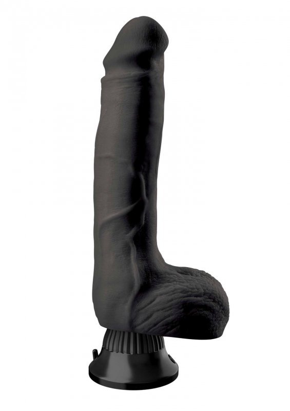 Realistyczne dildo wibrujące na przyssawce żylaste czarne 23 cm