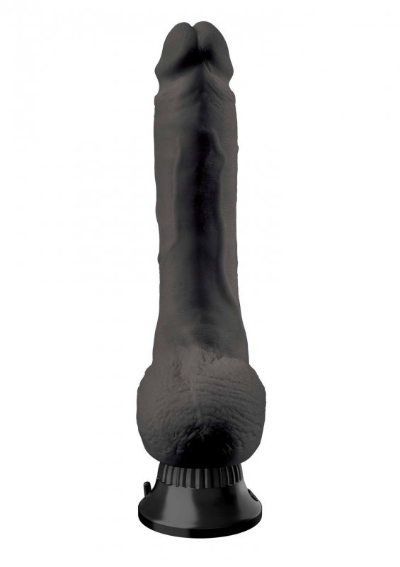 Realistyczne dildo wibrujące na przyssawce żylaste czarne 23 cm