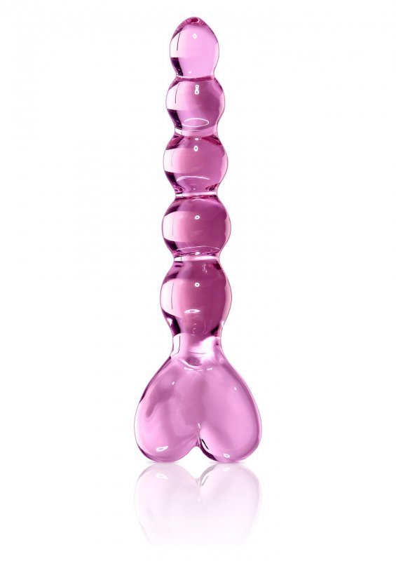 Szklane stożkowe dildo z grzbietmi kulkami 20 cm