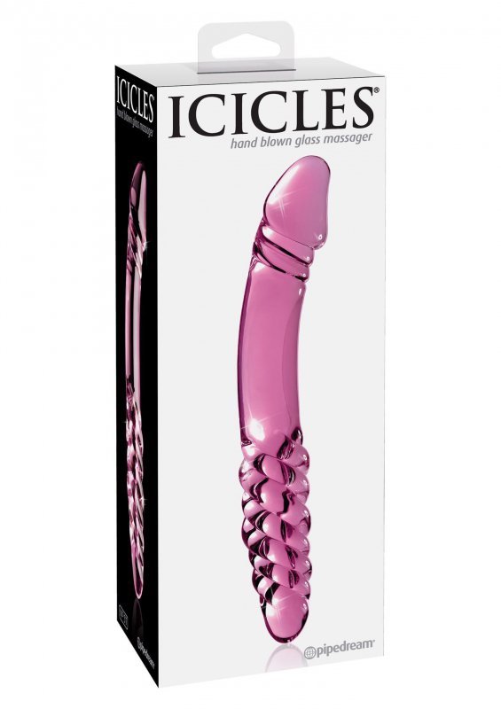Szklane dwustronne dildo z wypustkami dla lesbijek 23 cm