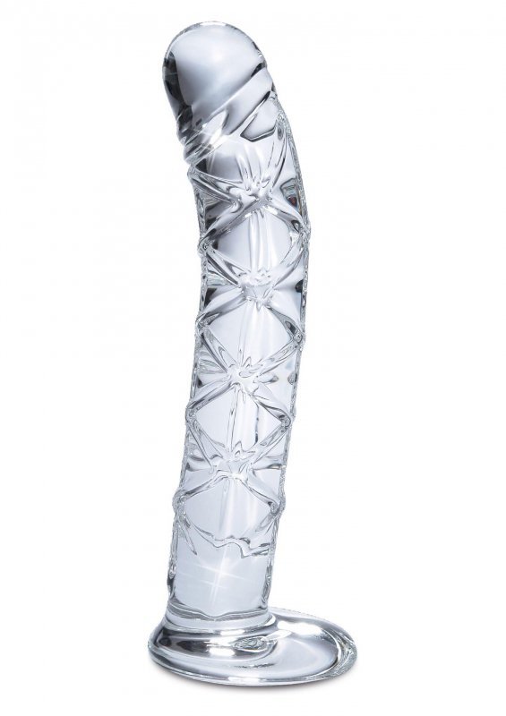 Szklane zakrzywione dildo z wypustkami
