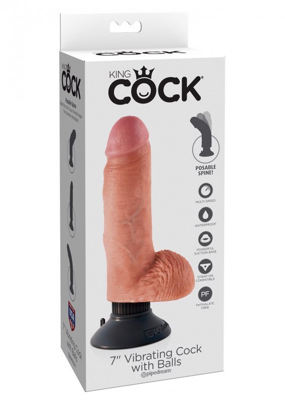 Wibrator vibrating cock w balls flesh 7 inch
