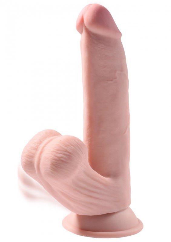 Żylasty penis z przyssawką dildo z ruchomymi jądrami 20 cm