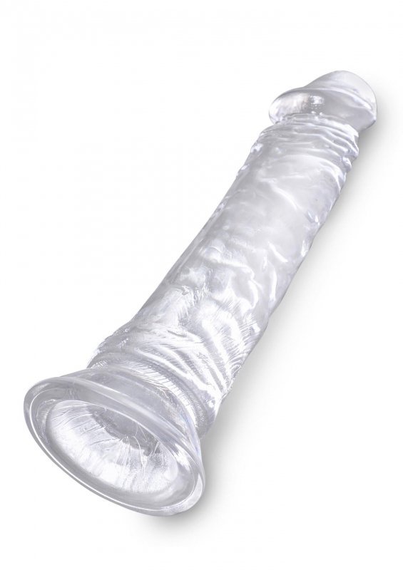 Dildo bez jajek na przyssawce clear 20 cm