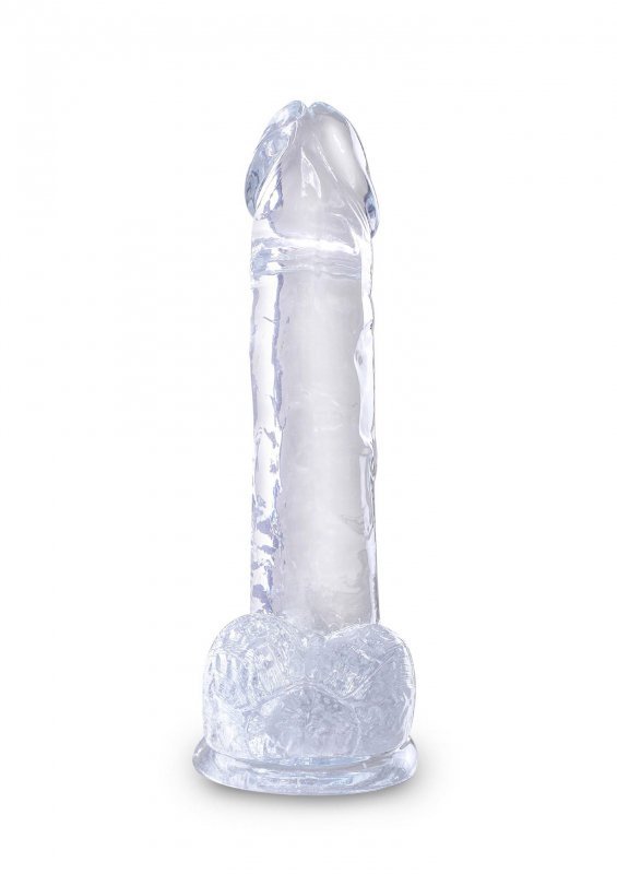 Dildo z jajkami na przyssawce żelowe 19,5 cm