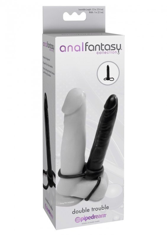 Strap-on nakładka na penisa dildo analne z dwoma pierścieniami na jądra