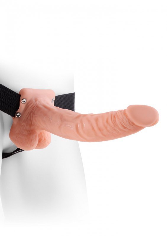 Realistyczna proteza penisa strap on żylasta przedłużka z jądrami 23 cm 