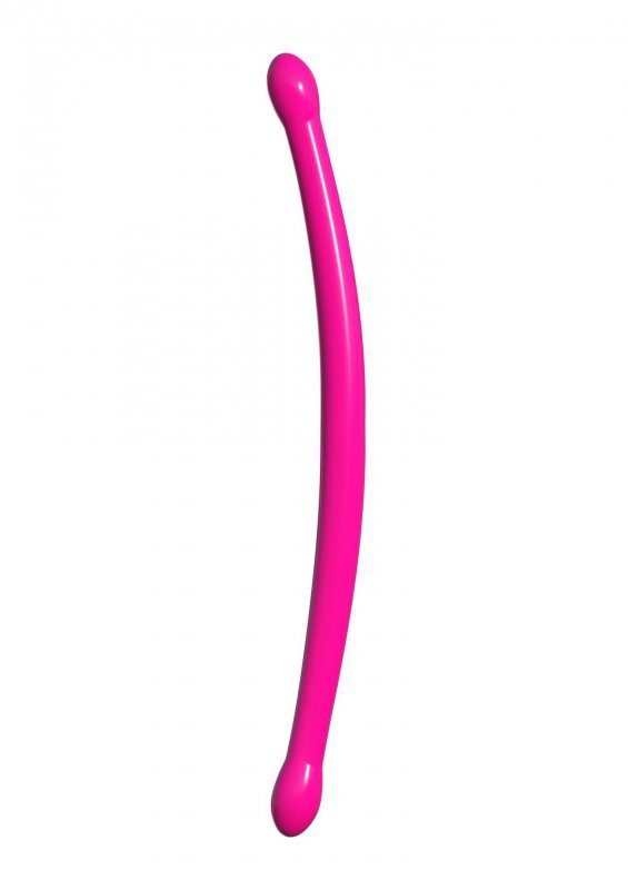 Gumowe gładkie dildo dwustronne różowe 43 cm