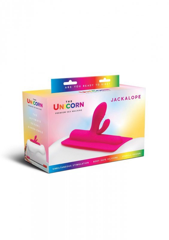 Nakładka na siedzisko podwójne dildo Cowgirl Unicorn Jackalope różowe