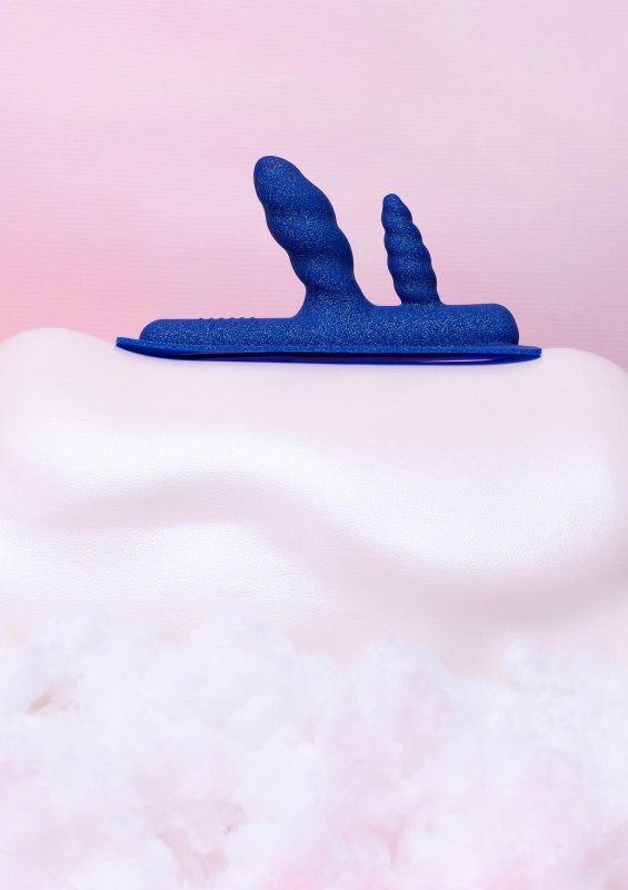 Nakładka na siedzisko podwójne dildo Cowgirl Unicorn Two-Nicorn niebieskie