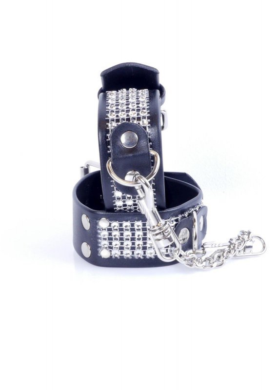 Kajdanki Fetish Boss Series srebrne kryształki 3 cm 