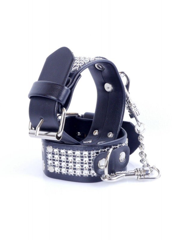 Kajdanki Fetish Boss Series srebrne kryształki 3 cm 