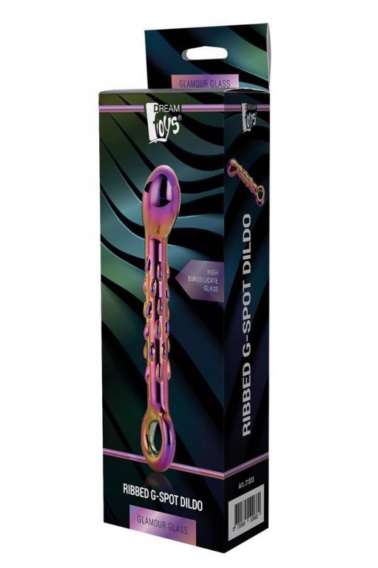 Szklane dwustronne dildo z wypustkami punkt g 18 cm