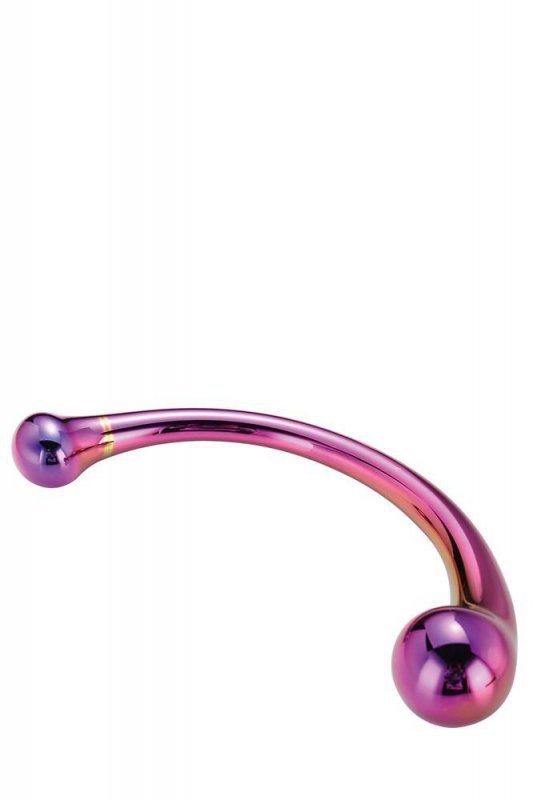Szklane zakrzywione dwustronne dildo dla lesbijek 17 cm