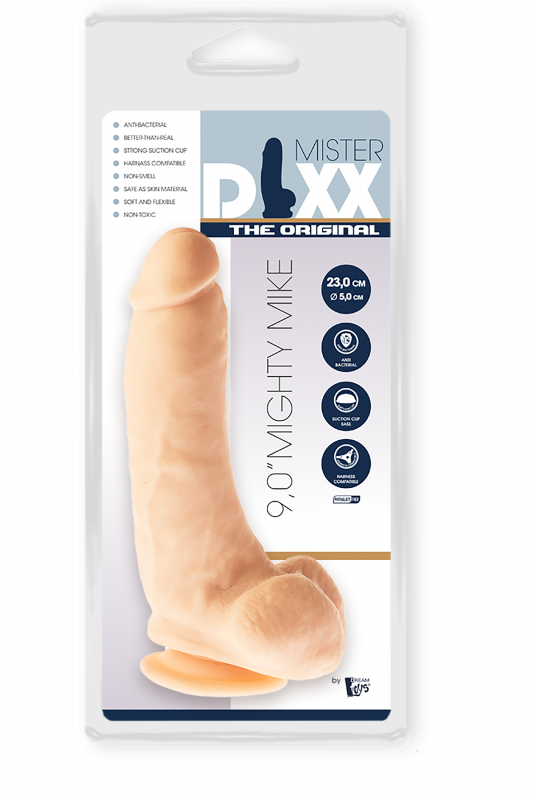 Realistyczne grube żylaste dildo z jądrami na przyssawce 23 cm