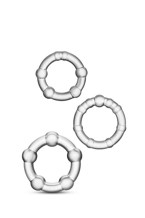Zestaw Stay Hard Beaded Cockrings Clear