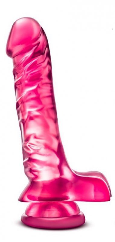 Penis dildo z jajkami na przyssawce żelowe różowe 19 cm