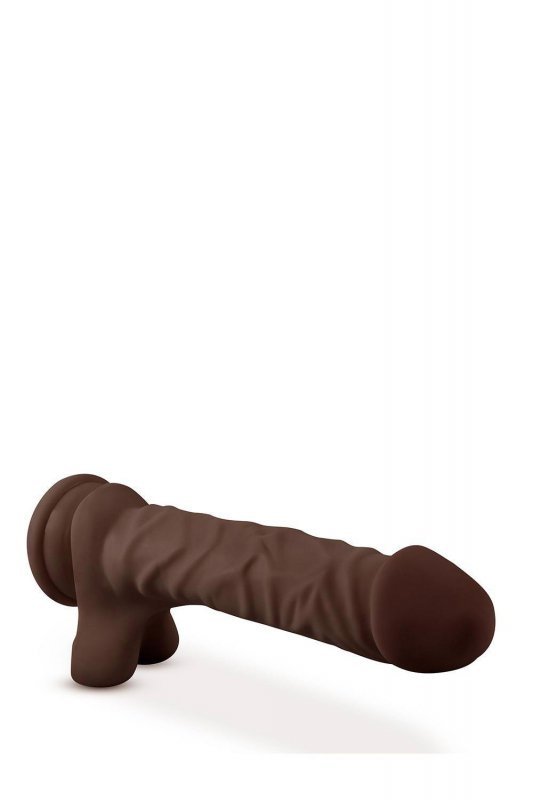 Prawdziwy penis dildo na przyssawce HQ czekolada 23 cm