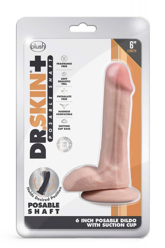 Dr. Skin plus  6 inch posable dildo with balls  vanilla
