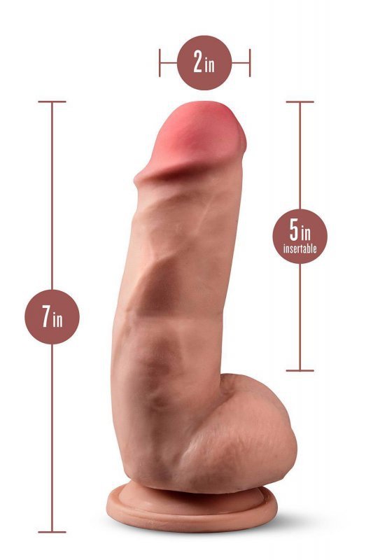 Dr. Skin plus  7 inch girthy posable dildo with balls  mocha