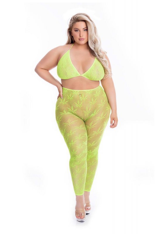 Seksowna bielizna erotyczna biustonosz + leginsy plus size