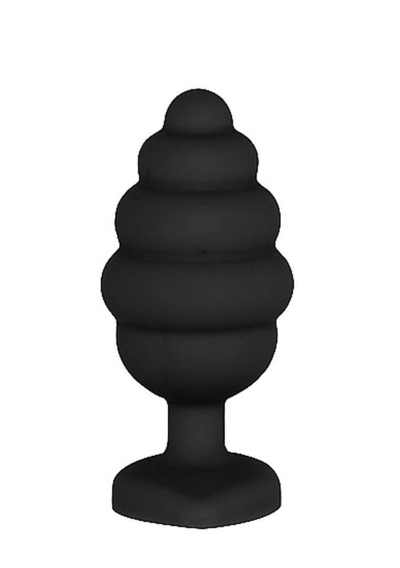 Duży spiralny korek analny plug serce z diamentem czarny