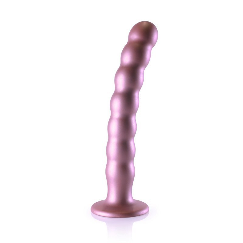 Beaded g-spot dildo - 8'' / 20,5 cm - rose gold