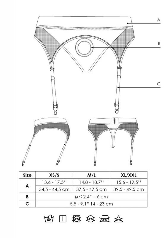 Vibrating Strap-on Thong with Adjustable Garters - M/L