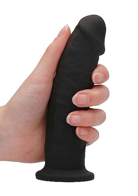 Czarne dildo bez jąder na przyssawce 15,3 cm