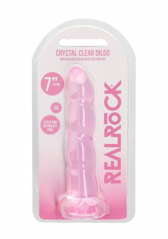 Dildo analne z wypustkami na przyssawce różowe 17,8 cm