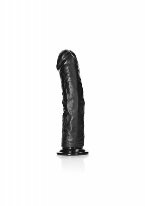 Zakrzywiony penis dildo na przyssawce czarny 23 cm