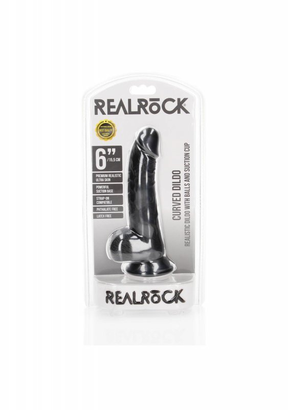 Zakrzywiony penis dildo na przyssawce czarny 15 cm
