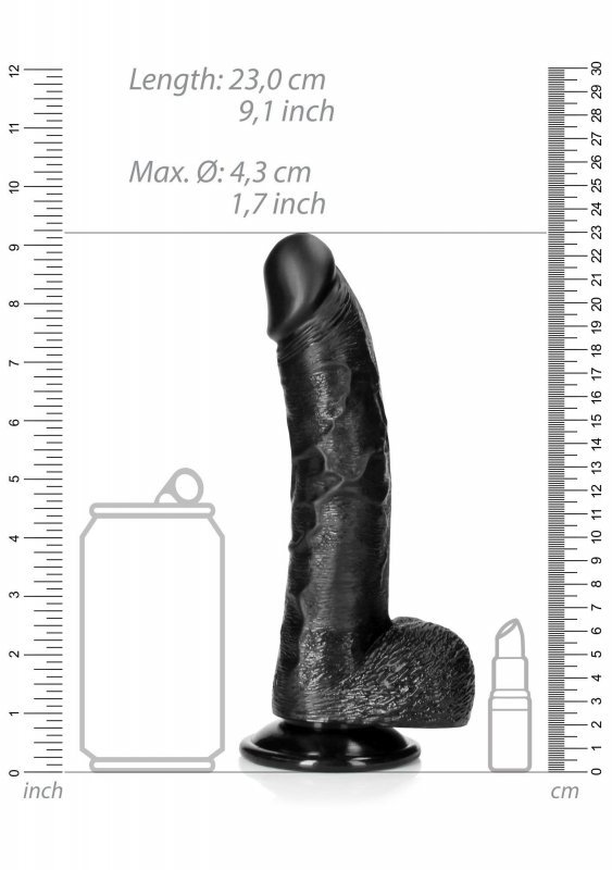 JAK PRAWDZIWY PENIS DILDO NA PRZYSSAWCE CZARNY 20 CM