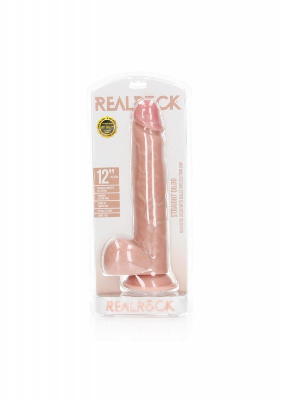 XXL Realistyczne dildo  z jądrami na przyssawce  30,5 cm