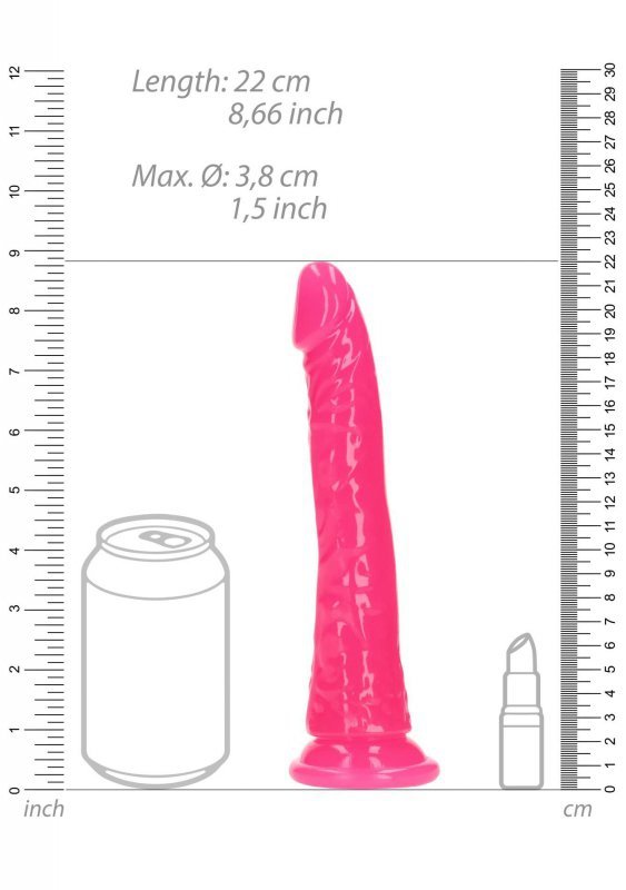Slim Realistic Dildo with Suction Cup - Glow in the Dark - 8&#039;&#039; / 20 cm