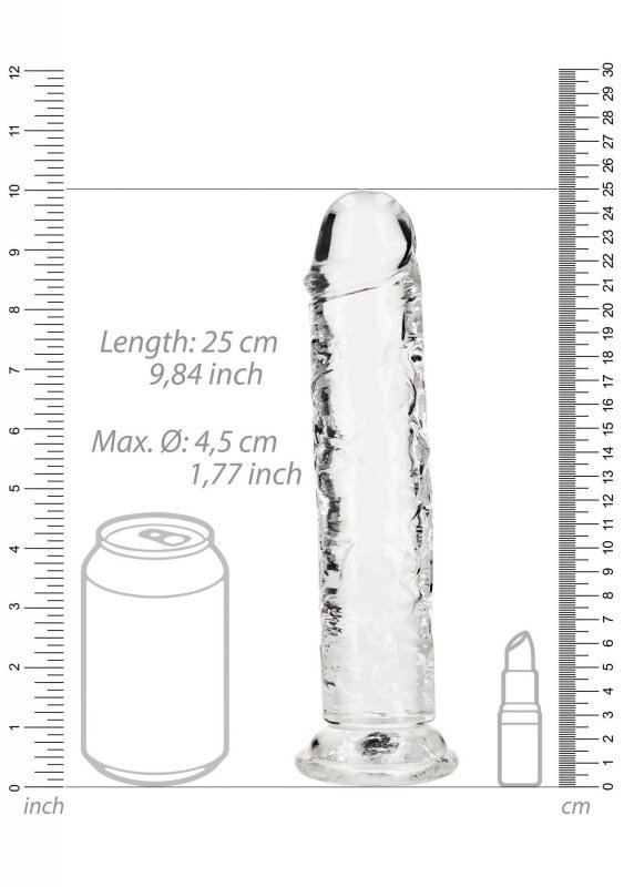 Żelowy realistyczny penis dildo z przyssawką bez jąder przezroczysty 23cm