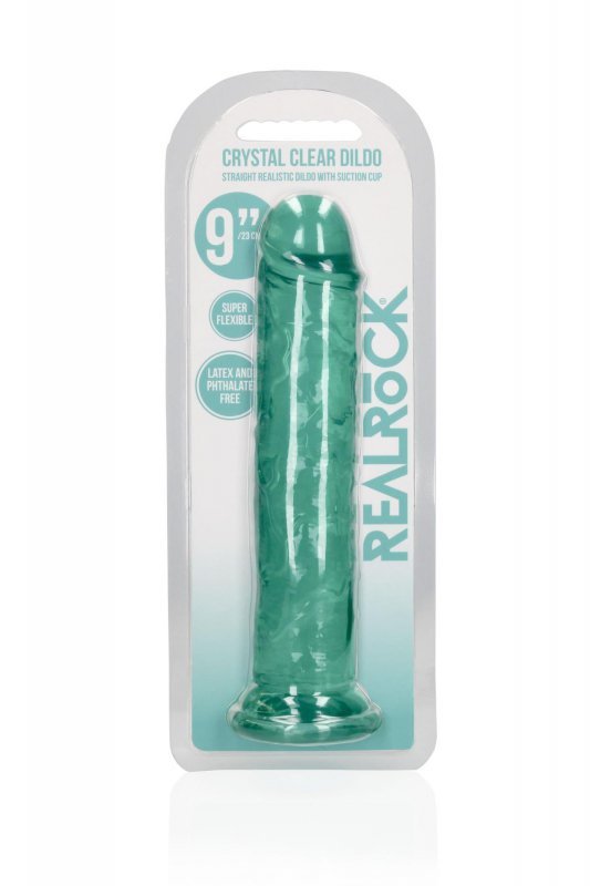 Żelowy realistyczny penis dildo z przyssawką bez jąder zielony 23cm